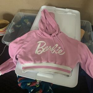 Pink Barbie cropped hoodie size small